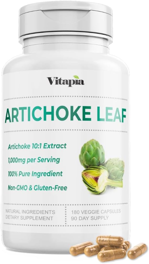 Extrait de feuille d'artichaut biologique de Vitapia pour une digestion saine, la santé du foie et les fonctions, le soutien antioxydant - 10:1 ratio et 180 capsules de légumes - Non-OGM, sans gluten, végétalien-friendly