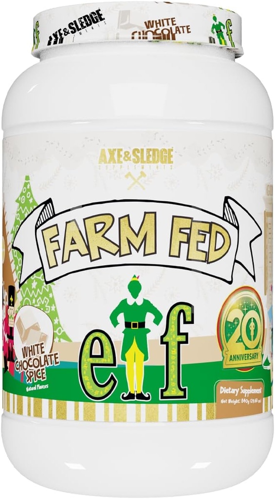 Axe & Sledge Farm Fed 100% Whey Protein Isolate avec des enzymes digestives (ELF White Chocolate Spice - 22G)