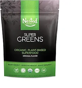 Super Greens Daily Greens Superfood Powder - Certifié USDA Bio Green Powder w/20+ Aliments entiers, poudre de spiruline, blé et orge - Probiotiques, fibres et enzymes - Recharge originale, 30 portions