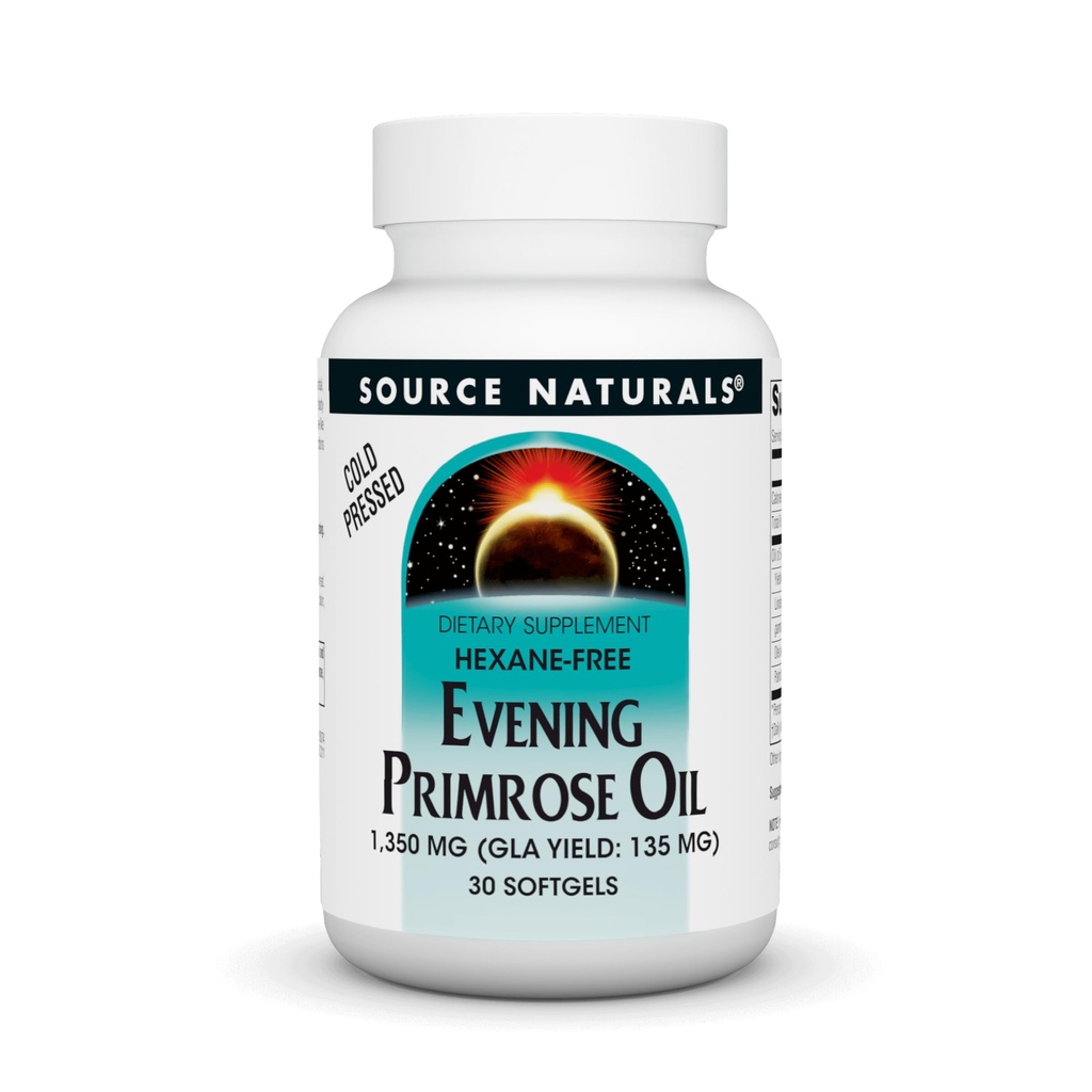 Source Naturelle Huile de Primrose du soir - Sans hexane - 1350mg - Rendement de la GLA : 135 mg - pressé à froid - 30 softgels
