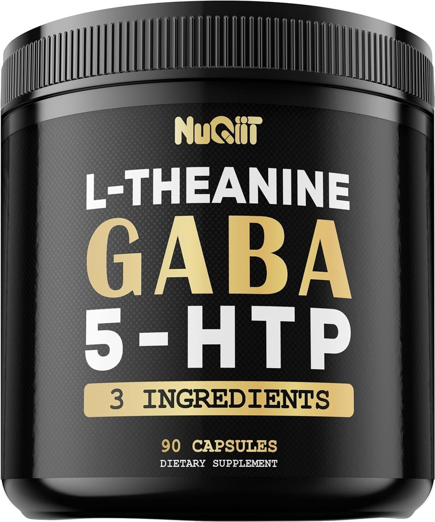 3en1 Suppléments GABA 750mg L-Theanine 200mg & 5-HTP (5-hydroxytryptophane) - Équivalent à 1000mg - Soutien santé cérébrale, concentration, humeur confortable - 90 Capsules