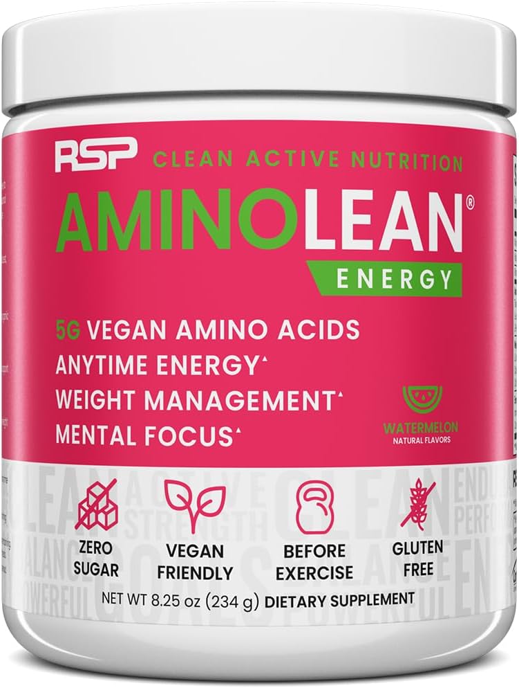 RSP Nutrition AminoLean Pre Workout Poudre, Amino Energy & Weight Management avec BCAA Amino Acides et caféine naturelle, Boost Preworkout pour les hommes et les femmes, 30 Serv