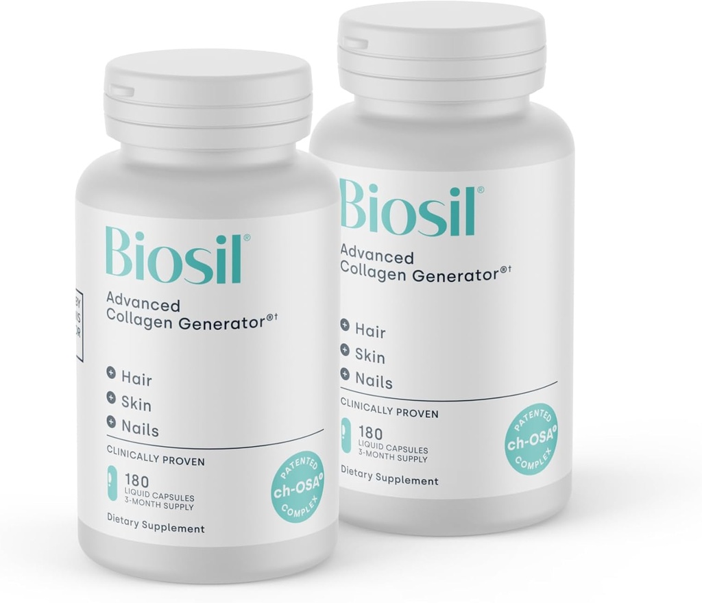 Supplément de rappel de collagène biosil - 180 capsules liquides, boîte de 2 - Activateur ch-OSA breveté pour la peau, les cheveux, les ongles et les articulations - supporte la production naturelle - 180 jours d'approvisionnement