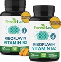 Vitamine B2 Riboflavine 400mg - Supplément énergie, peau et santé cellulaire - Support du système nerveux - Vitamine B 2 Vit B - Sans OGM et sans gluten - B2 Vitamine 400mg Capsules végétales, 90 Comptez 2-Pack
