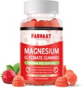 Gommies glycinées de magnésium - Supplément de potassium de magnésium sans sucre avec vitamine D, B6, CoQ10 pour l'humeur calme et le soutien du sommeil - 60 fraises