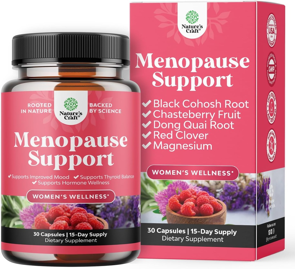 Supplément complet à la ménopause à base de plantes pour les femmes - Multibénéfices Menopause Ease Hormone Balance pour les femmes pour les sueurs nocturnes Mood et plus avec Dong Quai Vitex Chaste Berry et Black Cohosh - Trial Pack