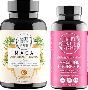Happy Healthy Hippie Vaginal Probiotiques pour les femmes et les capsules de racine de maca biologique