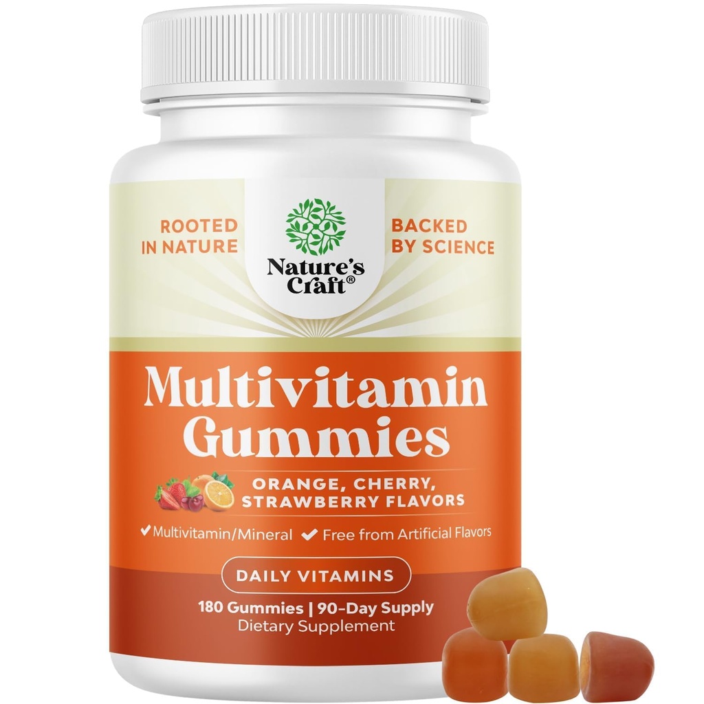 Potent Daily Multivitamin Gummies for Adults - Wellness Blend of Vitamine D A C E B12 Zinc and Biotin - Vitamine Gummy pour l'énergie et la santé immunitaire - Sans gluten et sans halal sans OGM - 180 Gummies