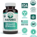 Comprimés de Spiruline Biologique USDA - Supplément de Superfood Vert non OGM: 3000mg d'algues vertes bleues fraîches, végétaliens, sans gluten, cultivés de façon durable, sans pesticides et non irradiés, 500mg par comprimé, 180'