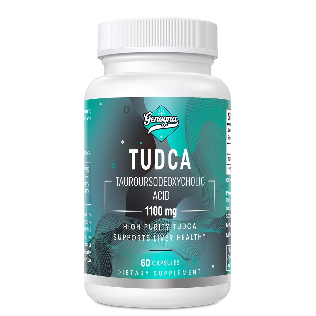 TUDCA 1100mg-Liver supplément de soutien pour le nettoyage de détox, les sels de bile solubles à l'eau avec un goût amer fort, 60 capsules végétaliennes, non-OGM, sans gluten