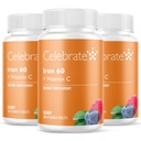 Célébrez le supplément de fer aux vitamines 60mg Fer et vitamine C – Chewables aux baies pour les patients bariatriques, soutien gastrique et gastrique – 30 comprimés pour l'entretien après chirurgie