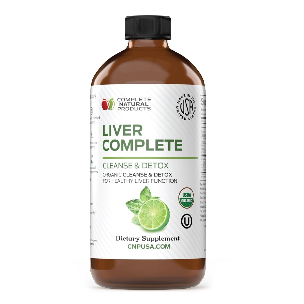 Foie Complete 16oz Support Liquide – Thistle de lait, Chanca Piedra & Racine de dandelion – Supplément nettoyant à base de plantes – Non-OGM, Ingrédients organiques