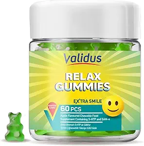 Validus Premium Gummies anti-stress – 5-HTP 200mg & SAM-e 25mg Aide à réduire le stress et la relaxation - Soutien aux vitamines.