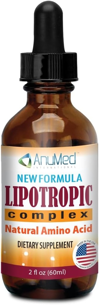 ANUMED - Les gouttes liquides complexes lipotropiques avec la vitamine B12, B6, acide folique, Choline, Inositol pour la santé du foie, nettoyant naturel, detox + stimule les niveaux d'énergie naturelle. Vegan, non-OGM, sans gluten (2oz)