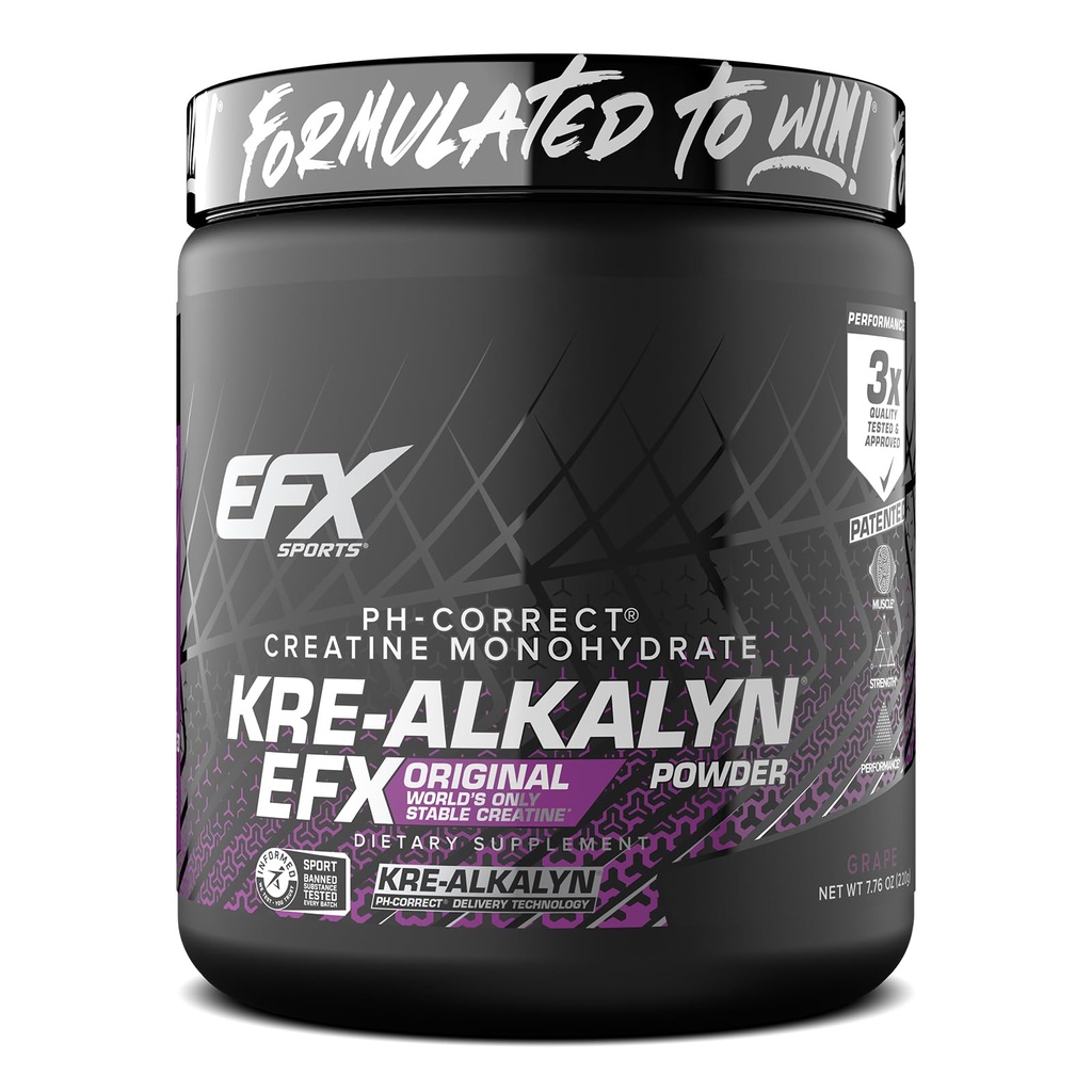 EFX Sports Kre-Alkalyn EFX Poudre de pH correct Supplément en poudre monohydraté de créatine Force, croissance musculaire et performance