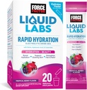 Force Factor Liquid Labs Beauté, Package d'hydratation pour cheveux, peau et ongles plus forts. Poudre d'électrolytes avec acide hyaluronique, biotine et céramides. Saveur de baies tropicales, 20 Stick Packs