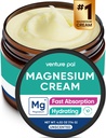 Venture Pal Lotion de magnésium, Crème de magnésium topique pour le sommeil, Crampes de jambes et douleur, Relaxation musculaire, Calme, Supplément hydratant avec huile de coco, beurre de karité et acide hyaluronique, sans danger pour les enfants