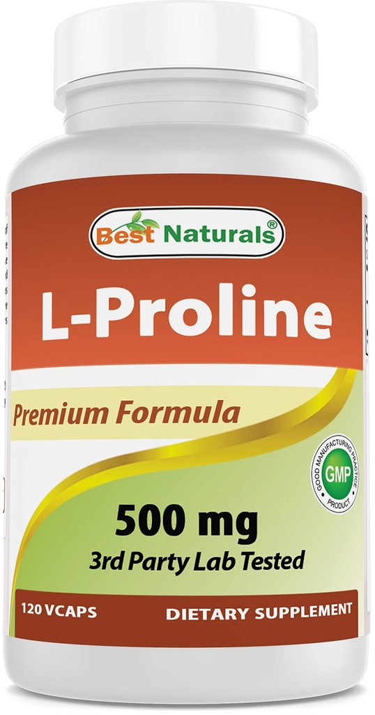 Best Naturals L-proline Amino supplément diététique 500 Mg, 120 Compte (817716014456)