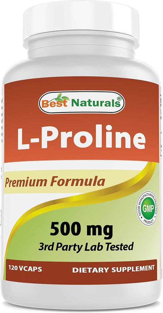 Best Naturals L-proline Amino supplément diététique 500 Mg, 120 Compte (817716014456)