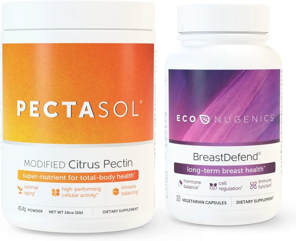EcoNugenics favorise la santé mammaire et le soutien cellulaire - BreastDefend 30 capsules + PectaSol-C agrumes modifié Pectin 454 Grams Bundle
