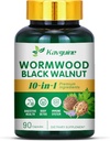 10 capsules en 1 Wormwood - Supplément 90 capsules, coques de noix noires, vêtements, poivre noir, racine curcumine curcumine curcuma, feuille de menthe poivrée, soutient la santé coupée et équilibre digestif
