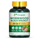 10 capsules en 1 Wormwood - Supplément 90 capsules, coques de noix noires, vêtements, poivre noir, racine curcumine curcumine curcuma, feuille de menthe poivrée, soutient la santé coupée et équilibre digestif