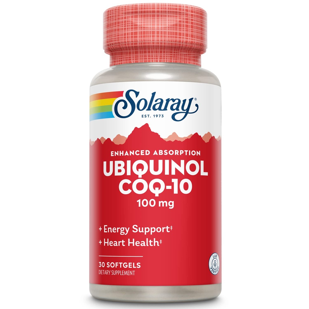 Solaray Ubiquinol CoQ-10 100mg Softgels d'absorption améliorée - Supplément Ubiquinol CoQ10 pour hommes et femmes, Coenzyme Q10-30 Softgels