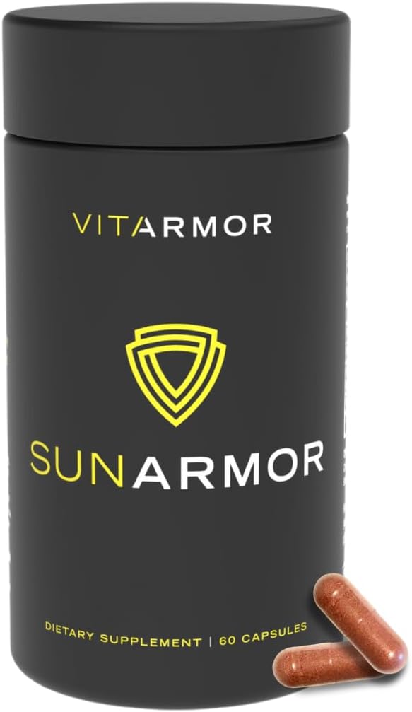SunArmor, complément alimentaire avec des combats en polypodium Les signes de photoaging, utilisation avec écran solaire, dermatologue développé, 60 capsules
