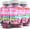 Gommies de collagène multimane avec biotine Keratin Acide hyaluronique Bamboo Vitamine A C Vitamine D Vitamine E Flate Saw Palmetto Silica B3 Vitamines Peau et ongles Gommies par Nutra propre