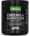 Poudre PEScience Greens Superfood avec Chlorophylle naturelle, Reishi & Turkey Tail Poudres de champignons, Kale séché au gel, Épinards, Sprouts de brocoli, Arôme original, 30 portions