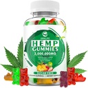 Gommies de chanvre avec extrait d'huile de chanvre pur de haute puissance, 3000000mg Suppléments de chanvre de force supplémentaire, 100% Gommy de chanvre naturel pour la paix et la détente, non-OGM, sans sucre, 60 Compte