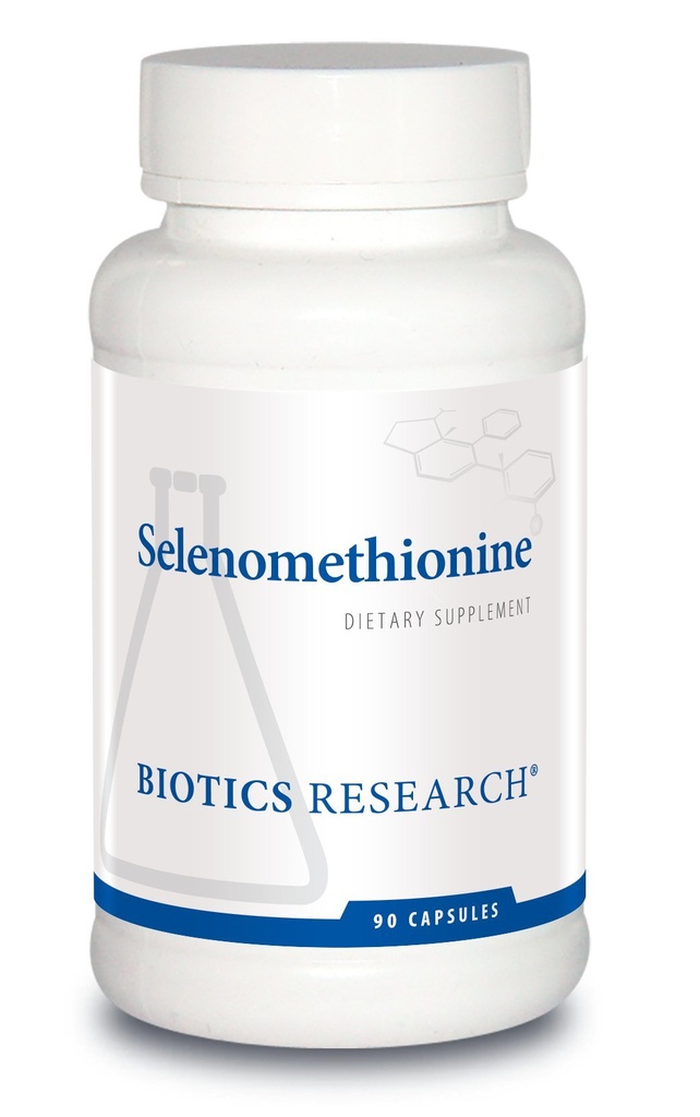 Recherche en biotique Sélénométhionine – Sélénium à haute puissance, fonction Thyroïde Gland, production d'ADN, santé cognitive, antioxydant potent. 90 gélules