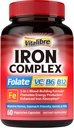Iron Complex Supplement 60 Capsules & 6 in 1 Magnesium Complex Supplement 120 Capsules, Non-GMO, Gluten Free