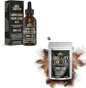 Liquid Liposomal Fulvic Humic Acid Supplement & 5000MG Shilajit Café pour Focus, Énergie
