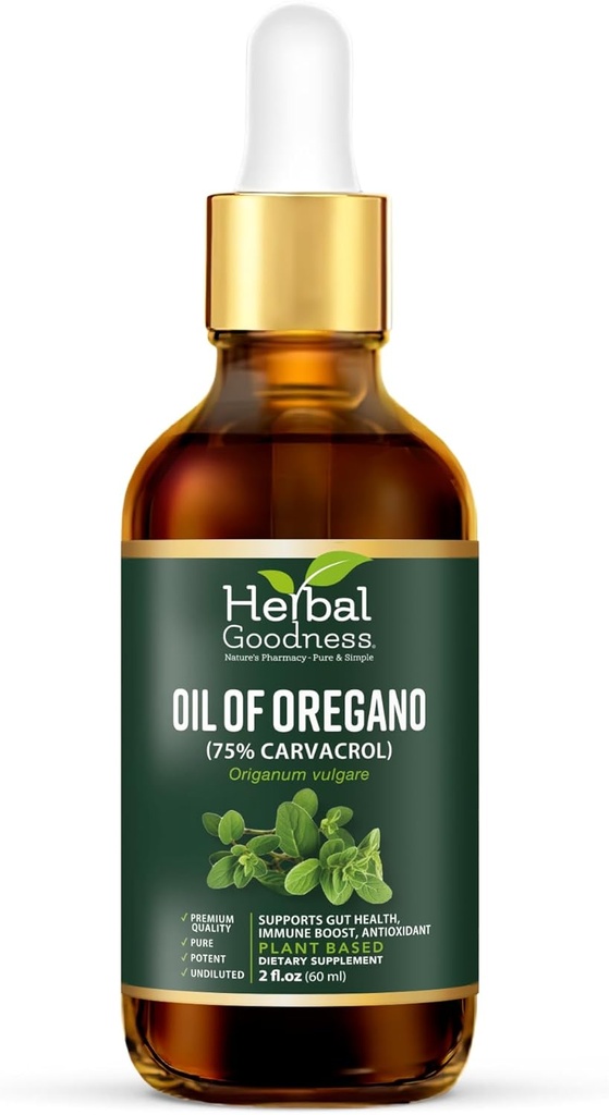 Huile de bien-être à base de plantes de l'Origan gouttes 2 Fl. oz – 75% Carvacrol à l'huile d'olive vierge, huile d'Origan pour le soutien immunitaire et la santé digestive, huiles essentielles pour la peau, Aceite de Origan