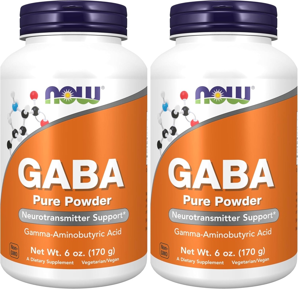 MAINTENANT Suppléments, Poudre GABA (acide gamma-aminobutyrique), support neurotransmetteur*, 6-Ounce (paquet de 2)