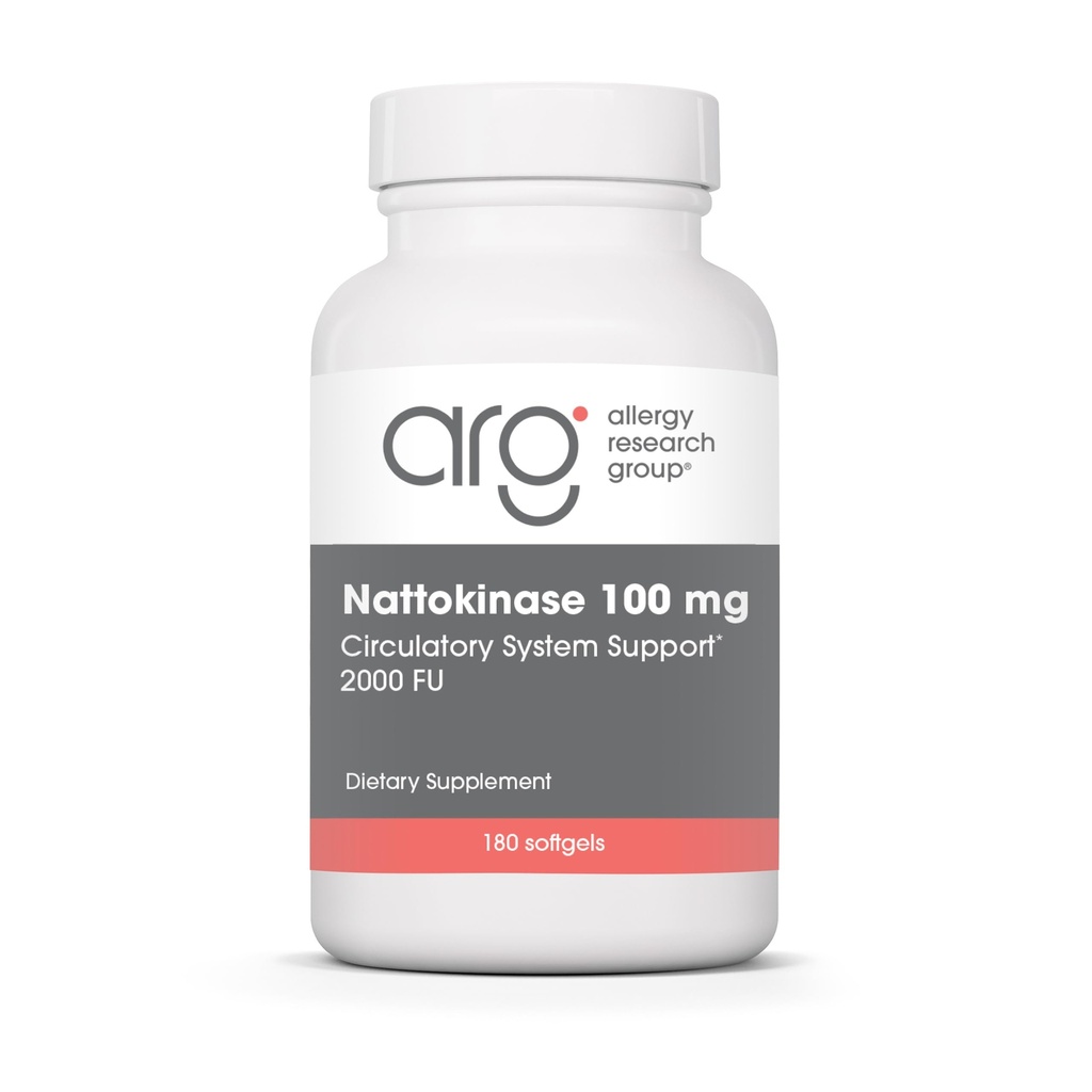 Allergy Research Group Nattokinase 2000 FU / 100mg - Supplément Nattokinase pour les femmes et les hommes, Soutien enzymatique naturel pour la santé du coeur et du sang - 180 Softgels