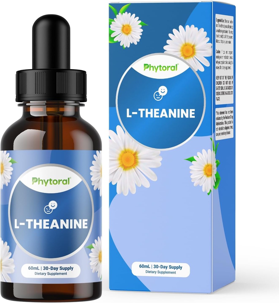 Potent Phytoral L-Theanine gouttes liquides - haute absorption L-Theanine pour les enfants et les adultes Calme et assistance de détente - gouttes de qualité supérieure idéales pour les enfants et les adultes Liquide 30 portions