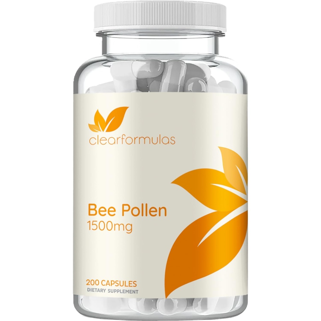 Supplément de pollen d'abeilles à haute résistance - Capsules de pollen d'abeilles naturelles Superfood avec un profil nutritionnel riche avec des vitamines Minéraux et antioxydants - 1500mg Servition - Fabriqué aux États-Unis (200 Capsules)