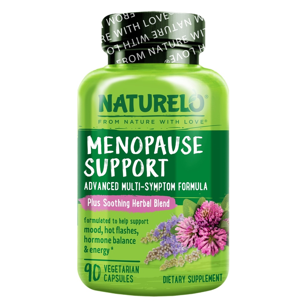 NATURELO Ménopause Suppléments pour femmes, mélange à base de plantes avec Cohosh noir pour ménopause Hot Flashes avancé Estrogen Multi-Symptôme Formule 90 Capsules