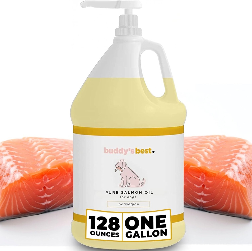 Huile de saumon pour chiens par Buddys Best – 1 Gallon (128 oz)