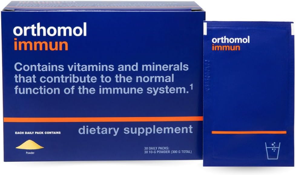 Orthomol poudre immune, supplément de soutien immunitaire, 30 jours d'approvisionnement, vitamines A, B, C, D, E, zinc, iode