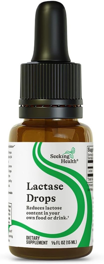 Recherche santé gouttes de lactase - Supplément liquide avec la lactase enzymatique pour le soutien de l'intolérance laitière - Soutien de l'intolérance pour la digestion - Supplément enzymatique de lactase - 0,50 Fl oz, 52 portions