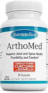 Euromedica ArthoMed - 60 Capsules - Boswellia et Curcumin cliniquement étudiés, Griffe du Diable - Santé des articulations et des épines, Formation de cartilage, Flexibilité, Confort - 30 portions