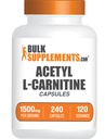 BulkSupplements.com Capsules d'acétyle L-Carnitine - ALCAR HCl, Supplément de carnitine - ALCAR Capsules, acétyle L-Carnitine 1500mg - Sans gluten, 2 capsules par portion, 240 capsules