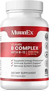 B-Complexe, Vitamine B1 B2 B3 B6 B12, Nouvelle formule pour Max Vitalité et support énergétique durable, Boost énergétique, Support du système nerveux, avec vitamine C, Choline, Folate, 60 Capsules
