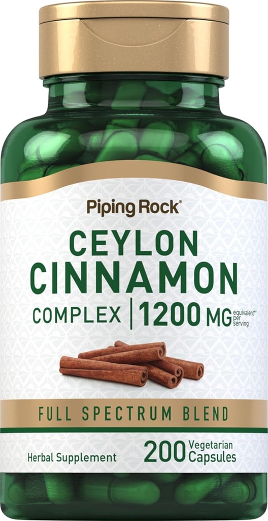 Piping Rock Ceylan Cinnamon Complex Capsules 1200 mg de 200 Count.