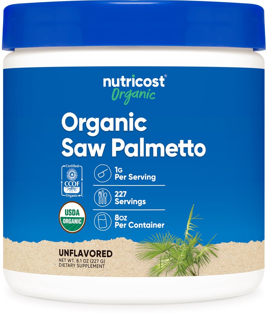 Poudre de Palmetto de scie biologique Nutricost 8oz - Palmetto de scie biologique certifié USDA, sans gluten