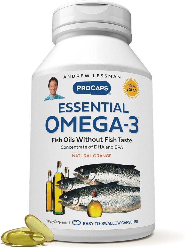 ANDREW MOINSMAN Essential Omega-3 Orange - 360 Softgels - Ultra-Pure, Haute puissance Omega-3 Huiles. Haut DHA, pas de soulèvement de l'estomac, pas de contaminants, pas de mercure. Petits softgels faciles à avaler