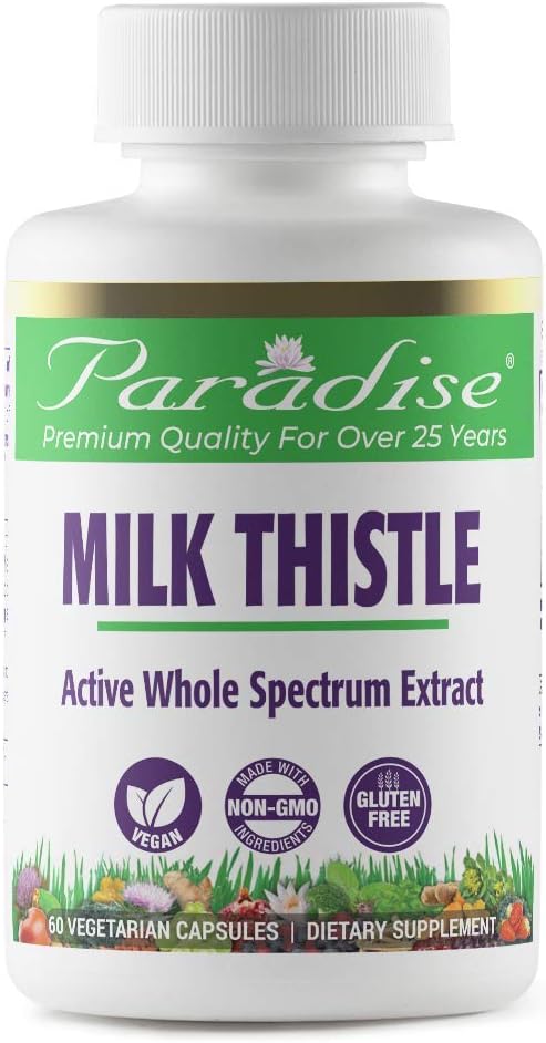 Thistle de lait à herbes paradisiaques 75:1 80% Capsules végétariennes, 60 Nombre